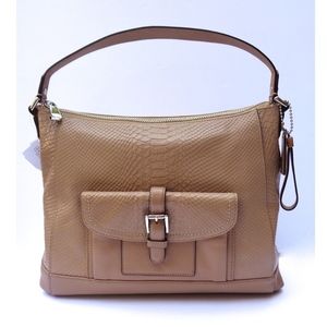 NWT COACH "Charlie" Python Hobo Leather Tote Camel